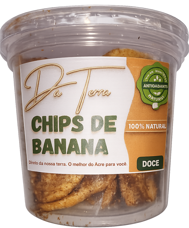 CHIPS DE BANANA DOCE COM CANELA E AÇÚCAR MASCAVO